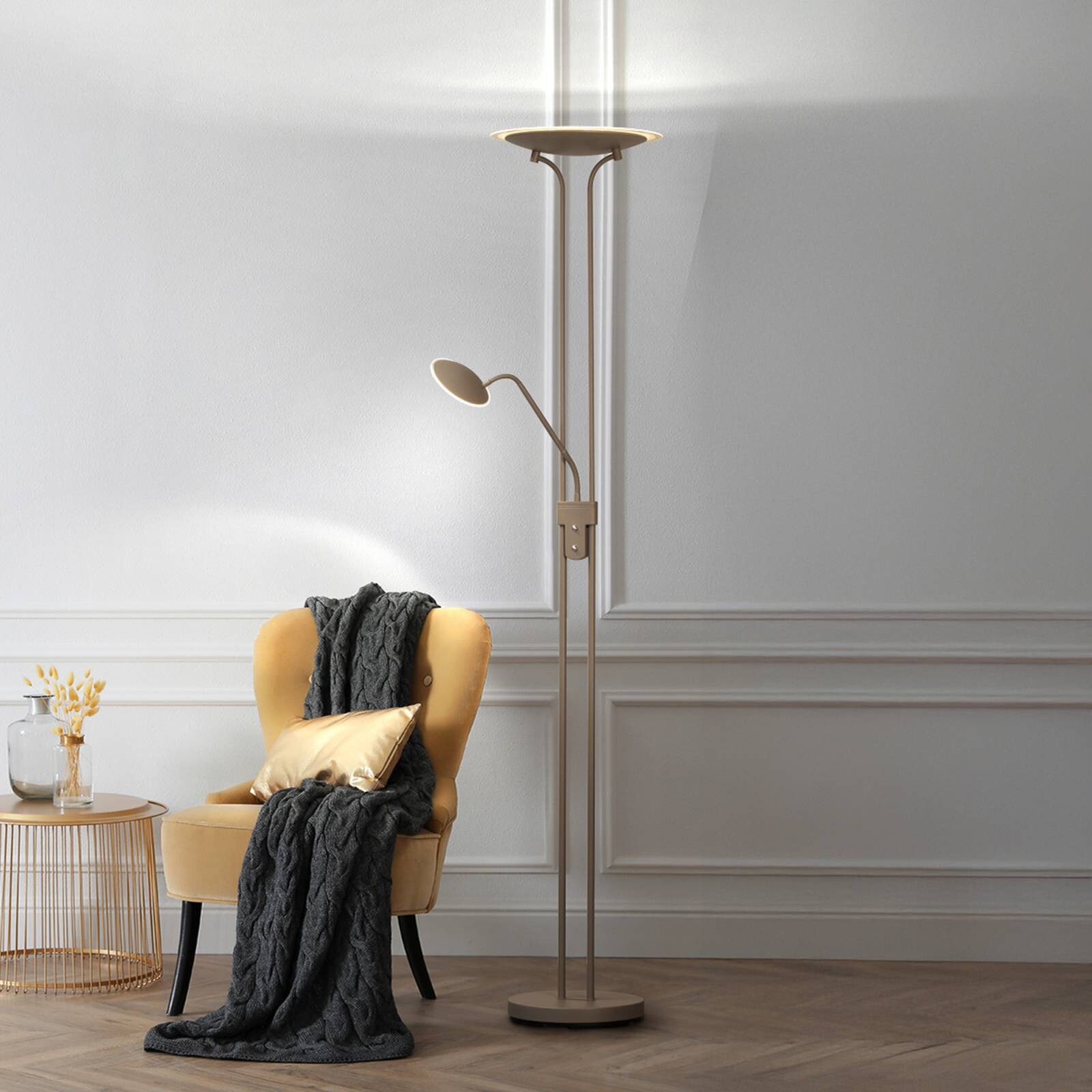 LED stojacia lampa Tallri, greige Výška 180 cm 2-pl. CCT Touchdim