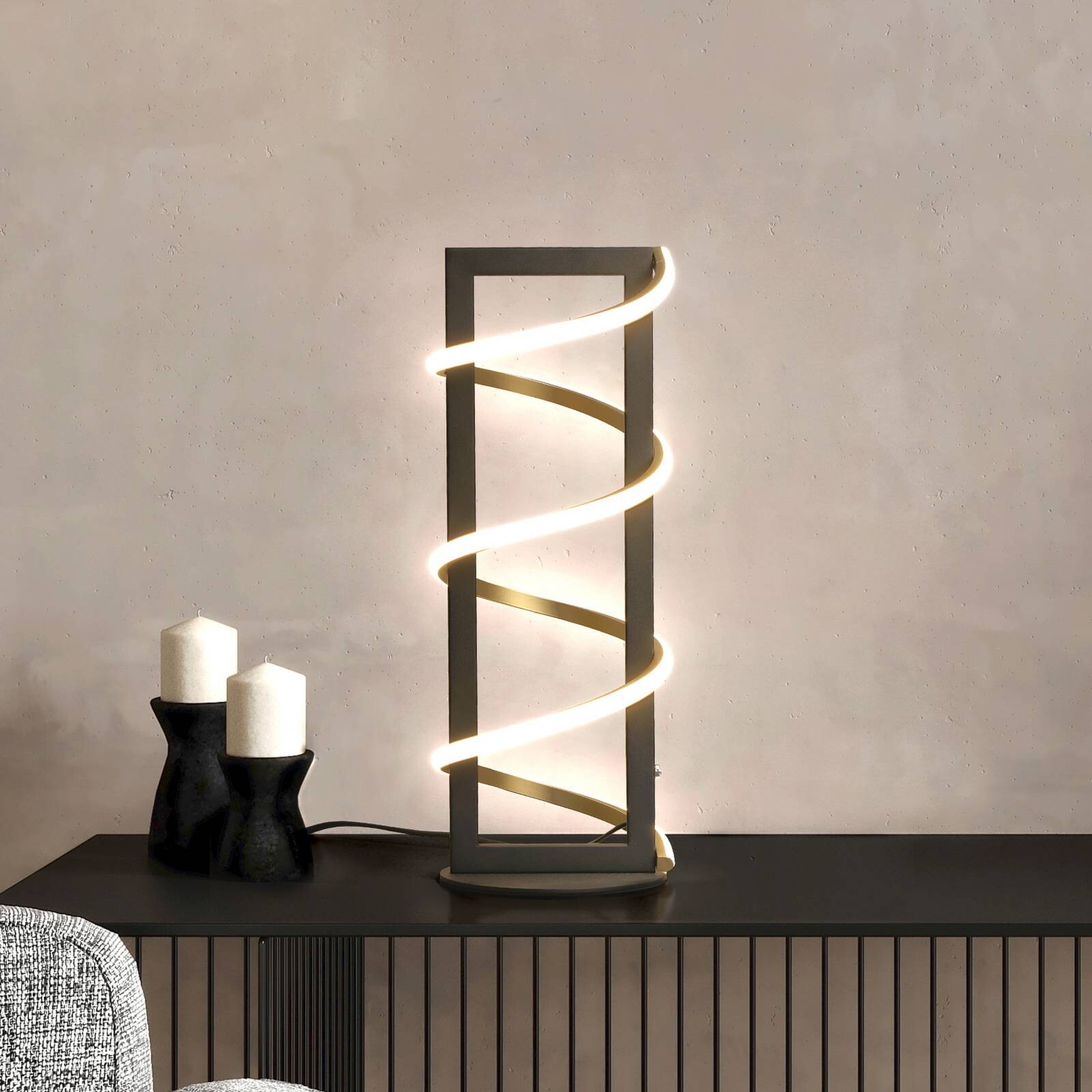 Stolová LED lampa Gwen, čierna, výška 45 cm, CCT, dotykový stmievač