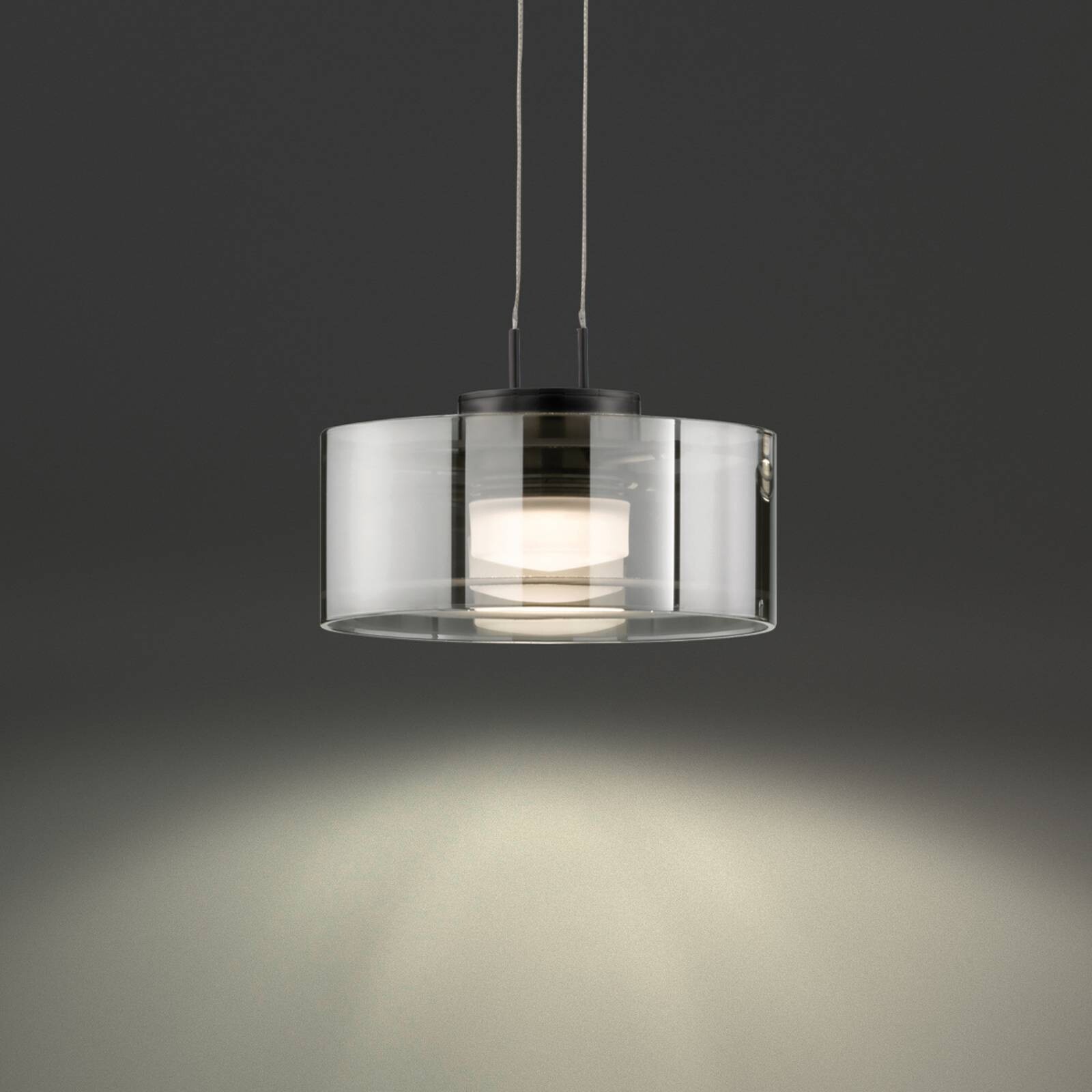 LED závesné svietidlo LAVIN, čierna/dymová, Ø 20 cm kov/sklo stmievateľné