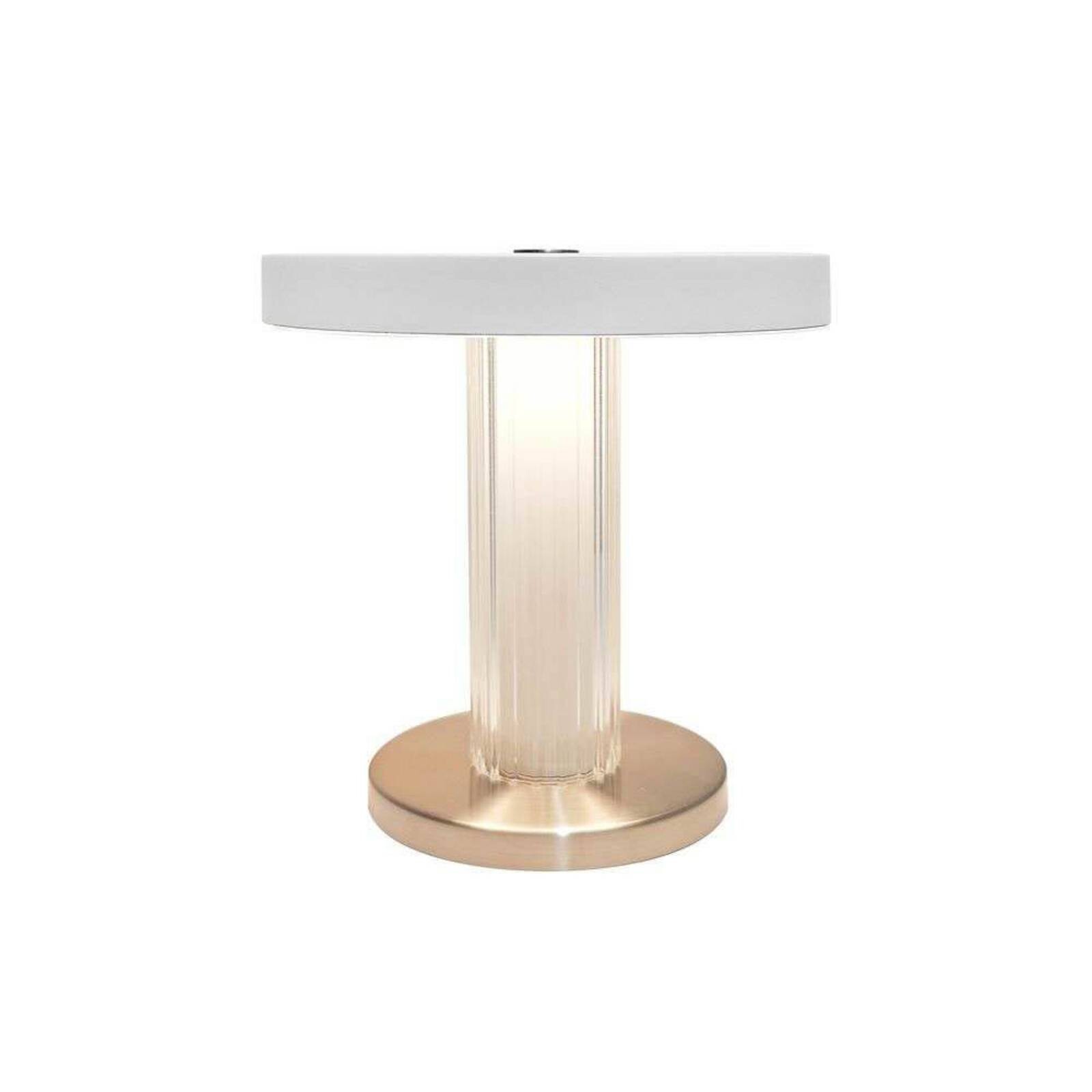 Stolová LED lampa Trezzi, biela, výška 22 cm, kov/sklo