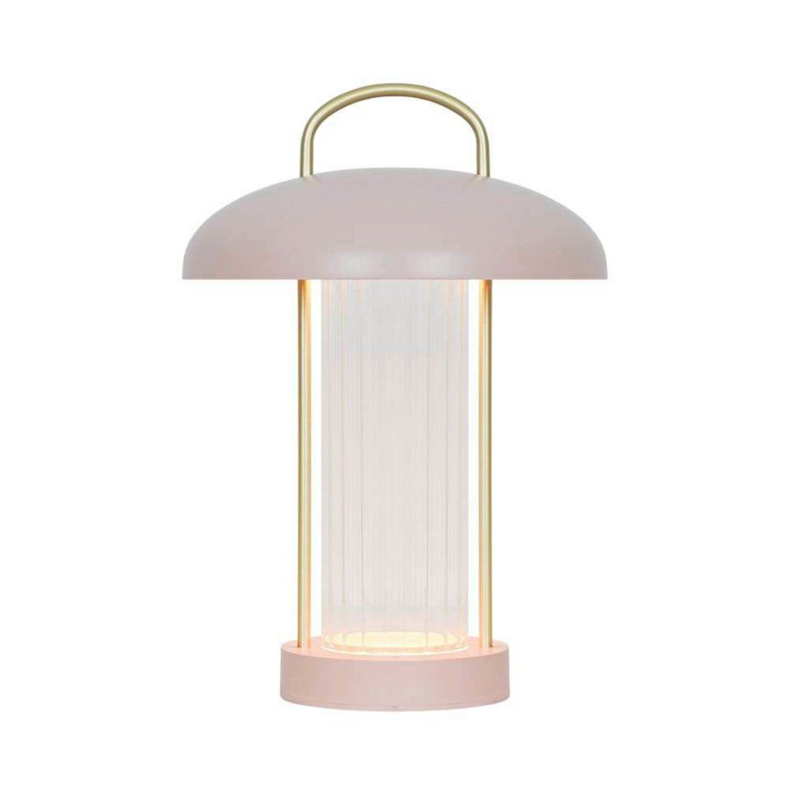 Stolová LED lampa Mirano na batérie, prachovo ružová, výška 29 cm, kov
