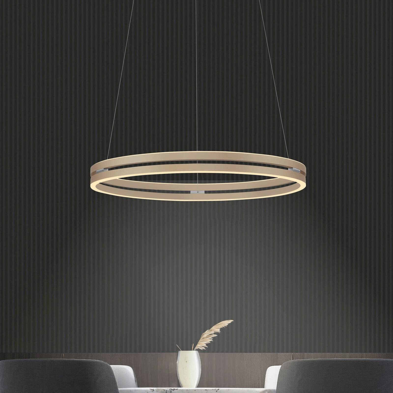 PURE LED závesné svietidlo E-Loop bronzové, Ø 70 cm, hliník, CCT