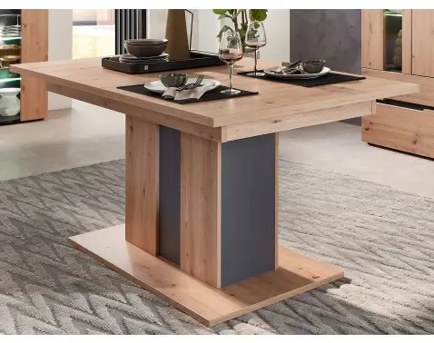 Rozkladací jedálenský stôl Memphis 160x90 cm, dub artisan/grafit%