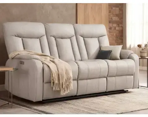 Trojmiestna pohovka s elektrickým polohovaním Fiona, svetlo šedá látka%