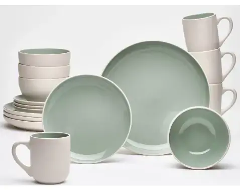 Jedálenský servis (16 dielov) London, zelená/béžová%