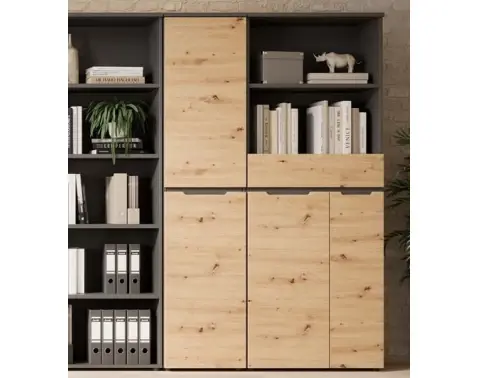 Univerzálna skriňa s regálom Memphis, 75 cm, dub artisan/grafit%