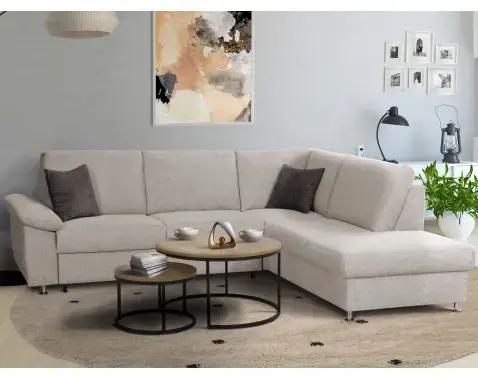 Rohová sedačka Rava, šedo-béžová látka, s rozkladom%