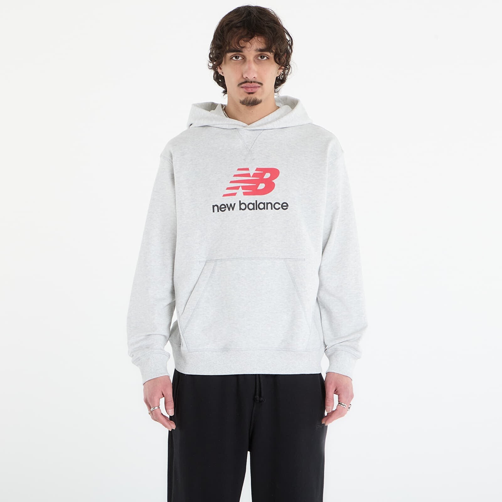 Mikina New Balance Athletics French Terry Logo Hoodie Ash Heather XXL