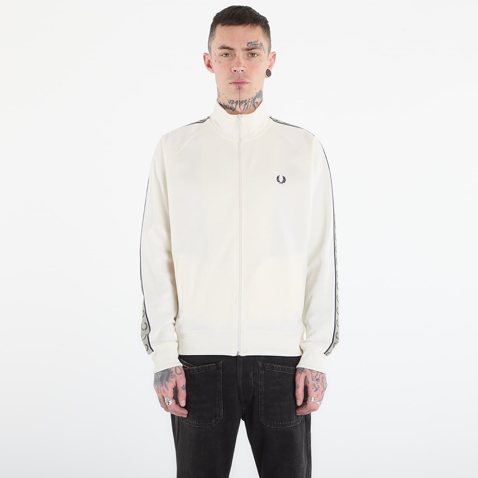 Mikina FRED PERRY Contrast Tape Track Jacket Ecr/ Nvy/ Seagrss L