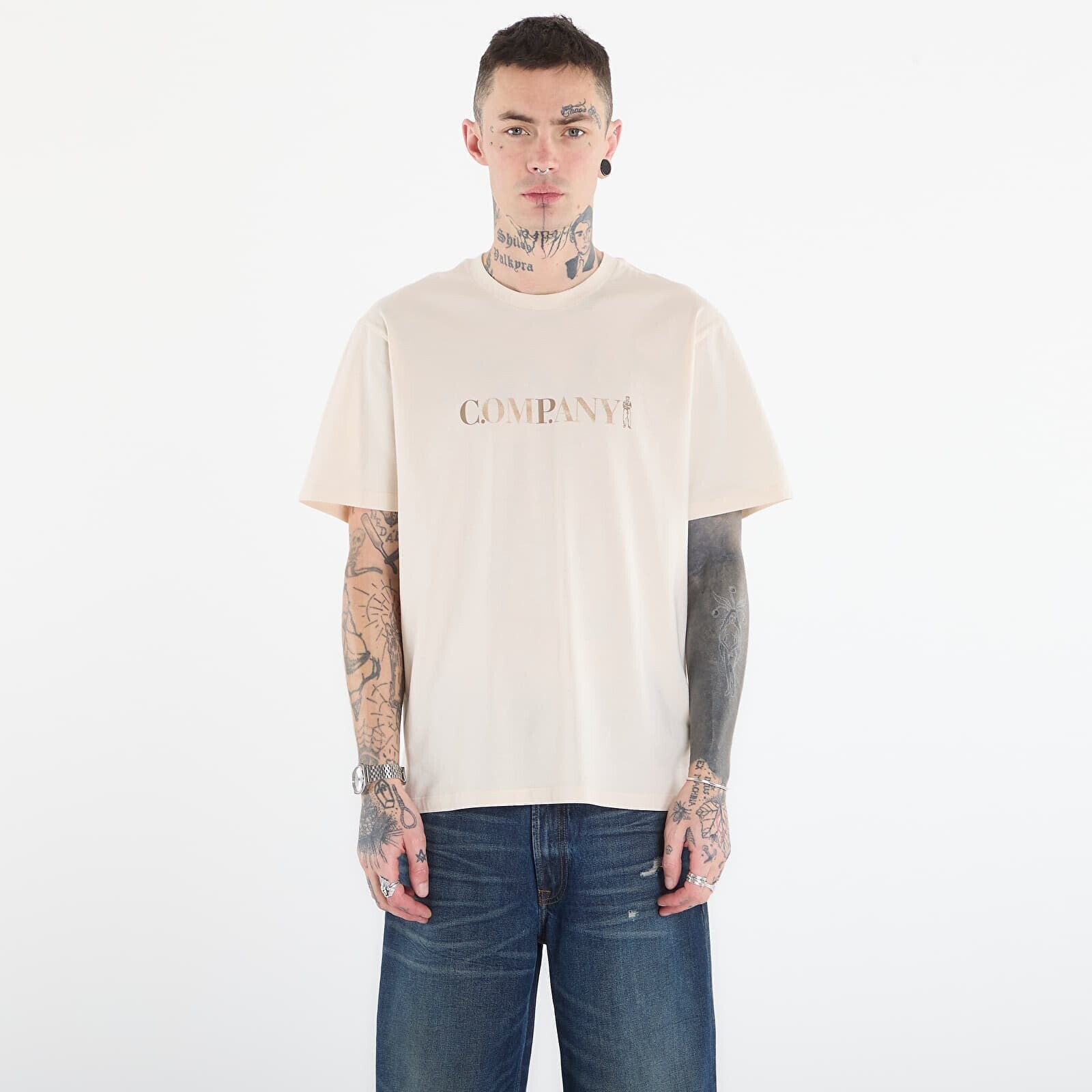 Tričko C.P. Company 30/1 Jersey Short Sleeve Logo T-Shir Frozen Dew/ White M