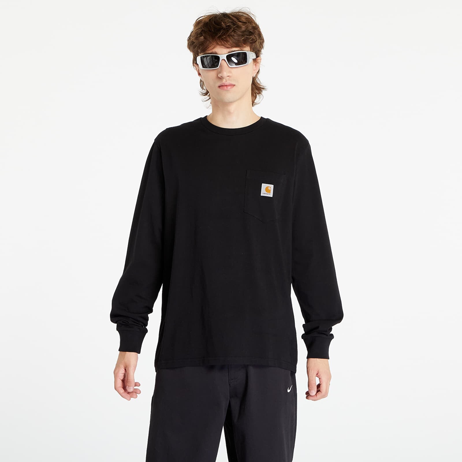 Tričko Carhartt WIP Longsleeve Pocket T-Shirt UNISEX Black XL
