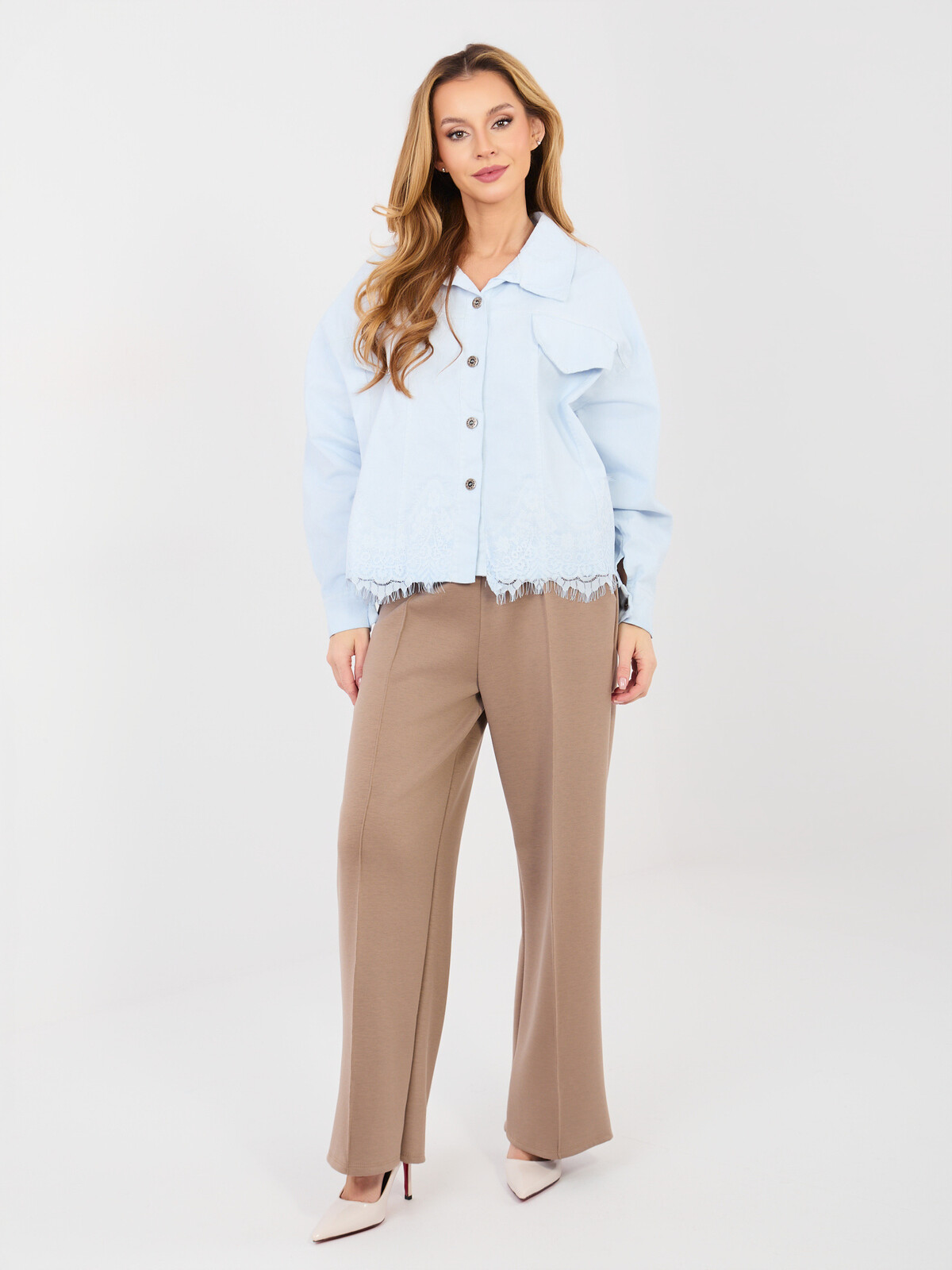 Dámske business nohavice v béžovej farbe