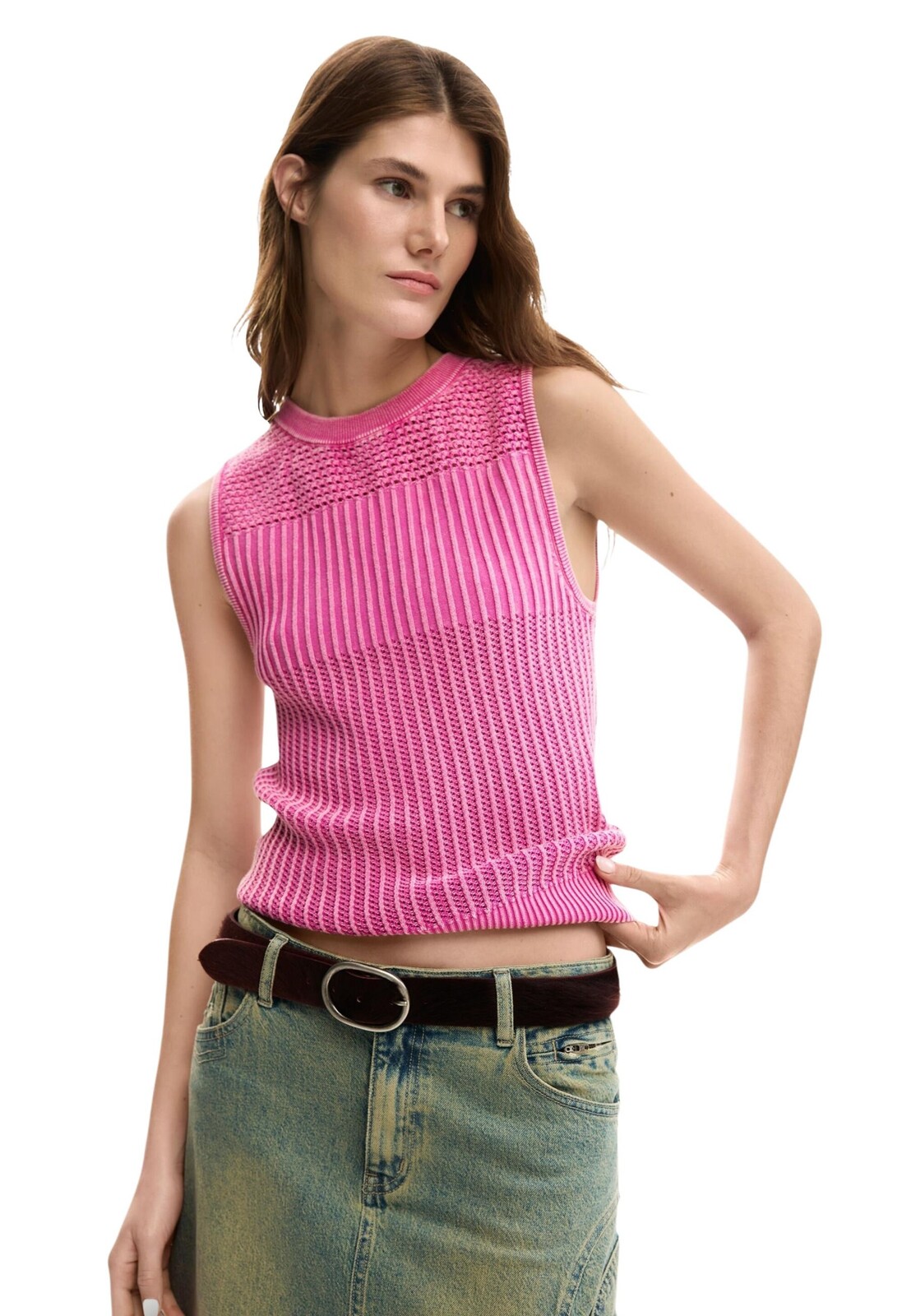 Ružový top bez rukávov Desigual