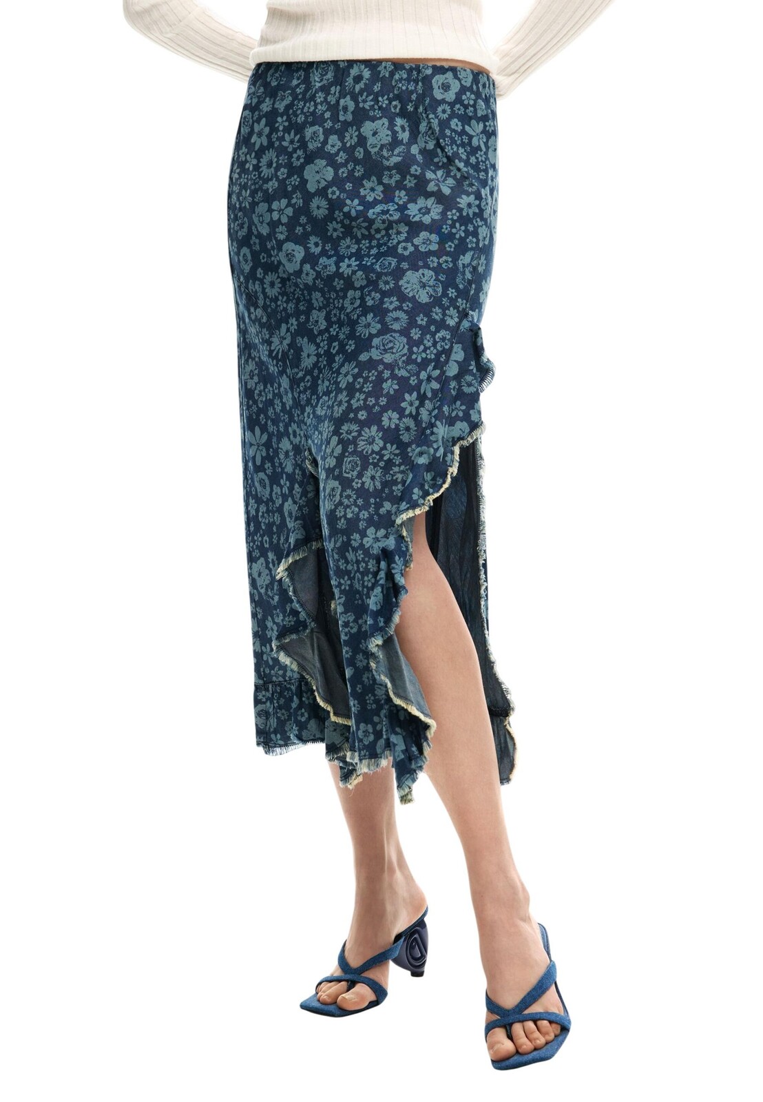 Kvetinová midi sukňa Desigual