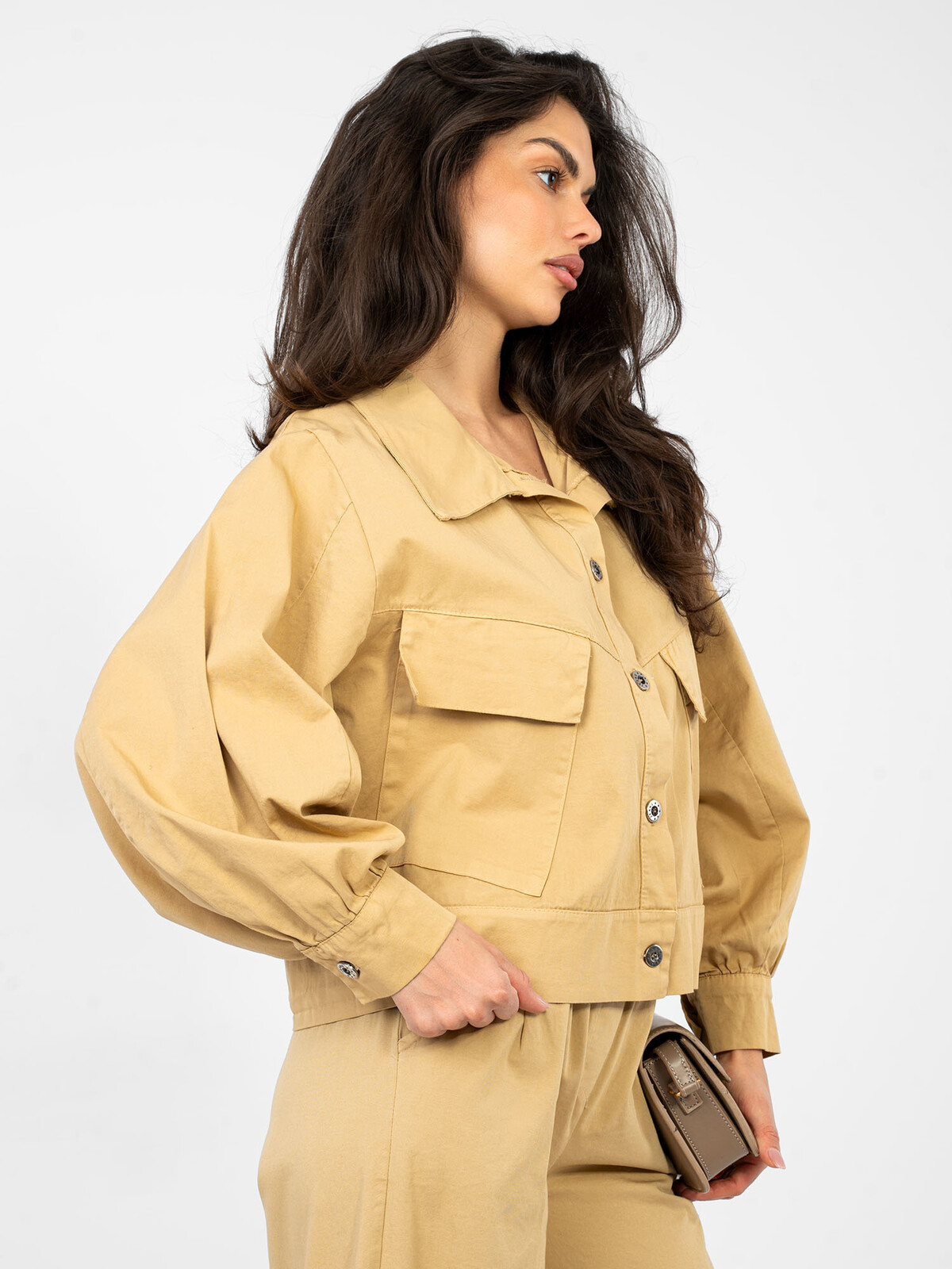 Dámska rifľová bunda camel