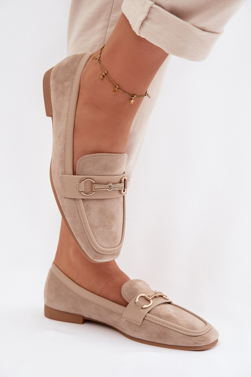 Dámske mokasíny s ozdobou béžové