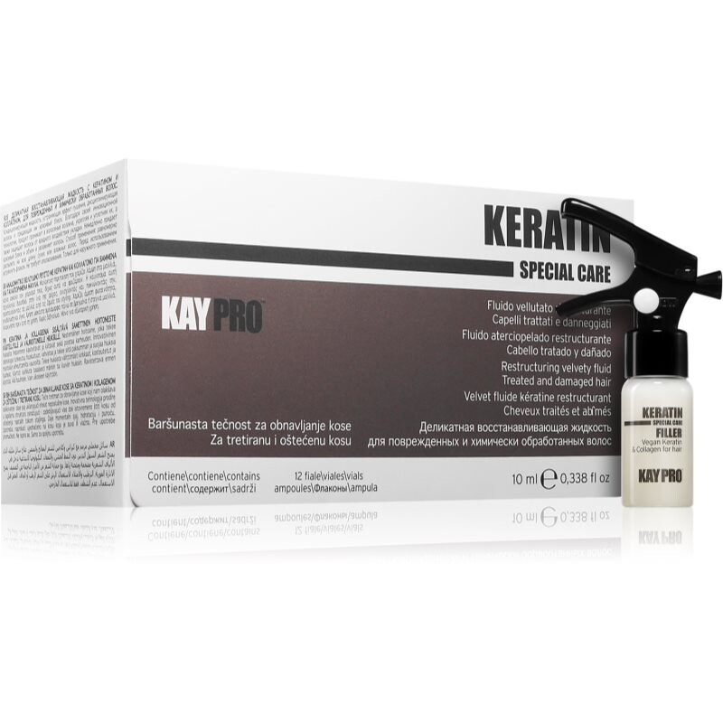 Kaypro Keratin Filler fluid pre poškodené vlasy pre profesionálne použitie 12x10 ml