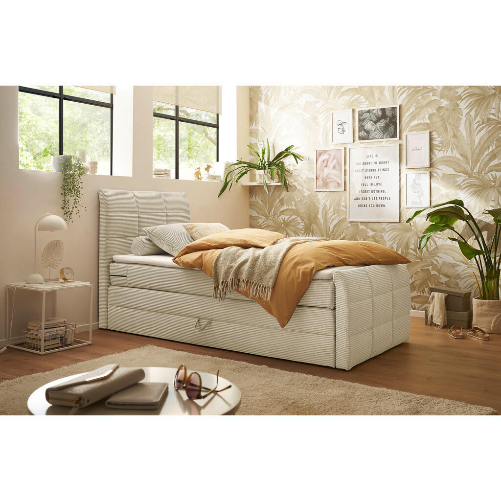 MID.YOU BOXSPRINGOVÁ POSTEĽ, 100/200 cm, krémová