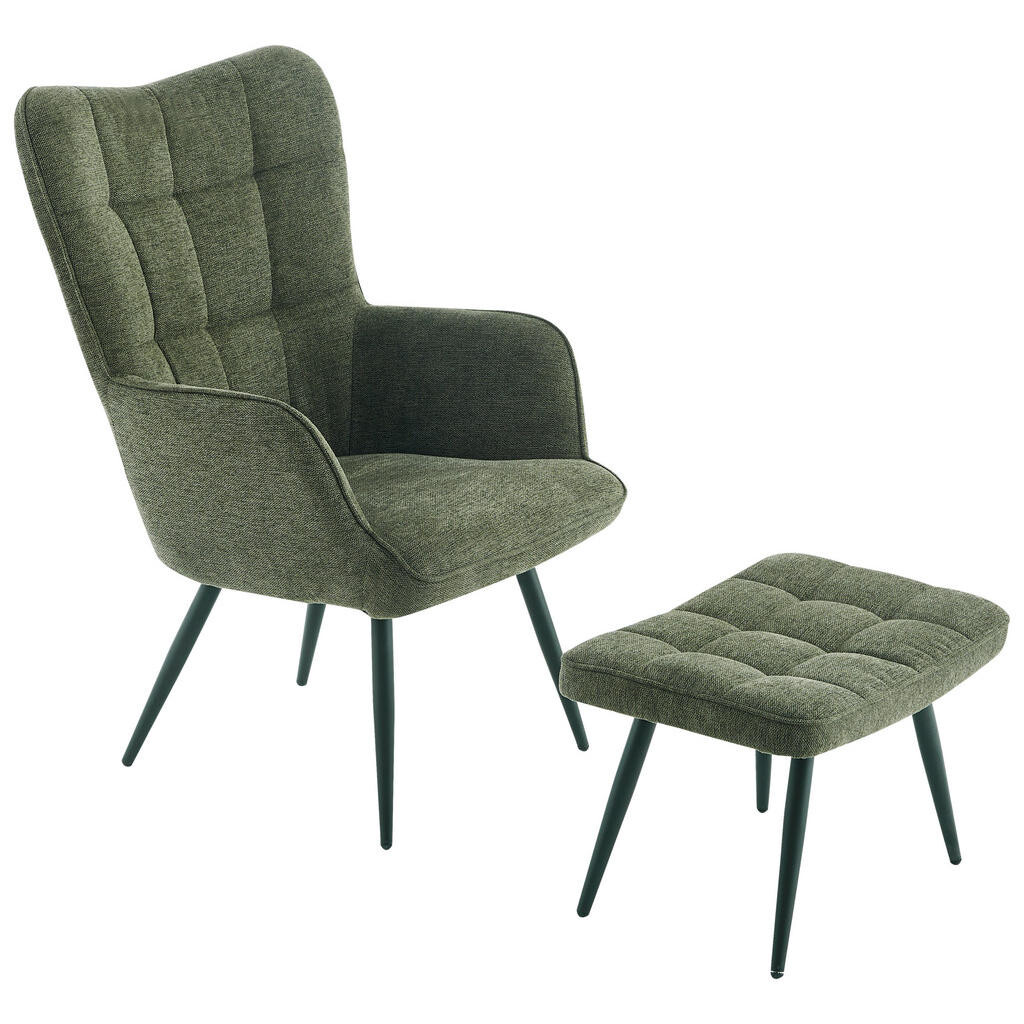Ti'me RELAXAČNÉ KRESLO S PODNOŽKOU, kov, textil, zelená