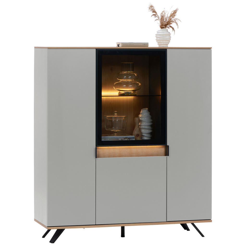 Dieter Knoll VYSOKÁ KOMODA, sivá, farba duba, 130,5/134,6/42 cm