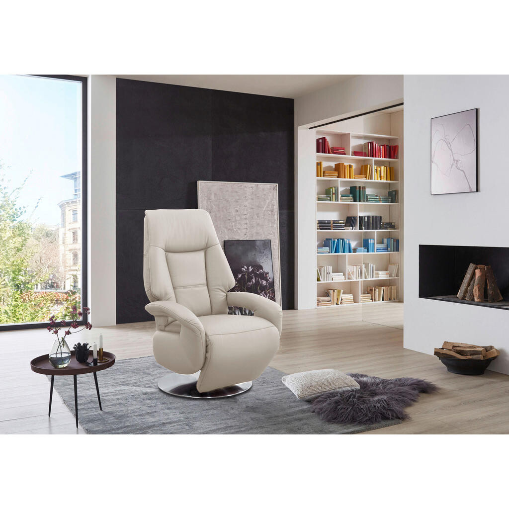 Sit & More RELAXAČNÉ KRESLO, koža, biela