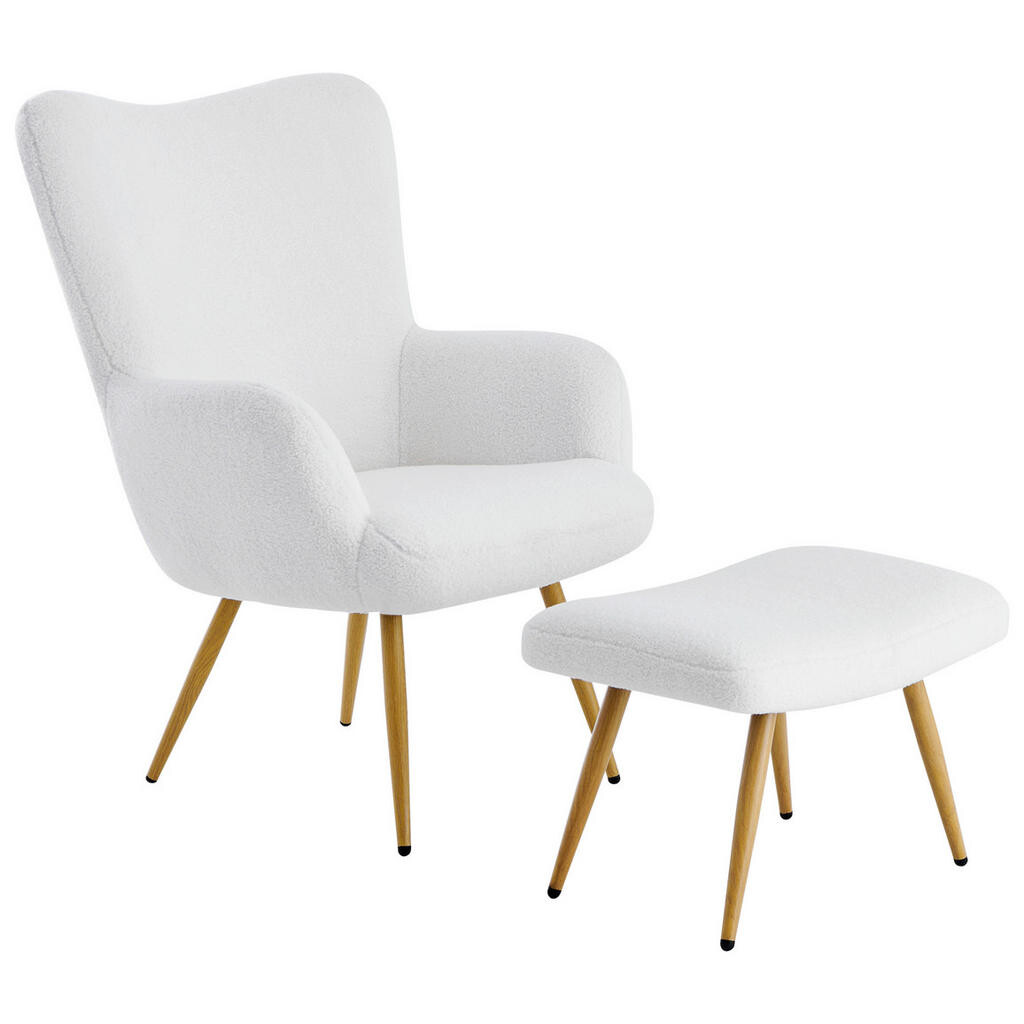 Ti'me RELAXAČNÉ KRESLO S PODNOŽKOU, kov, textil, biela