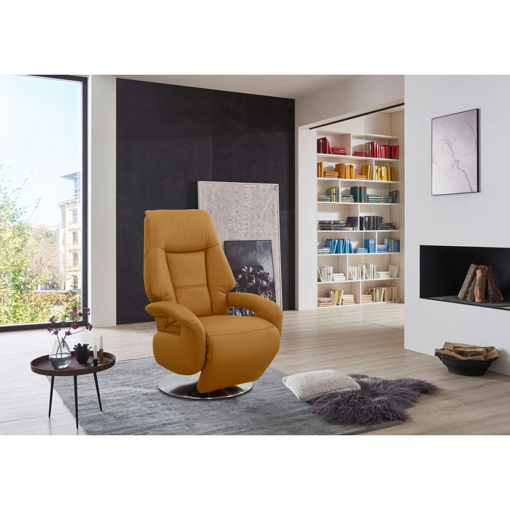 Sit & More RELAXAČNÉ KRESLO, koža, kari žltá
