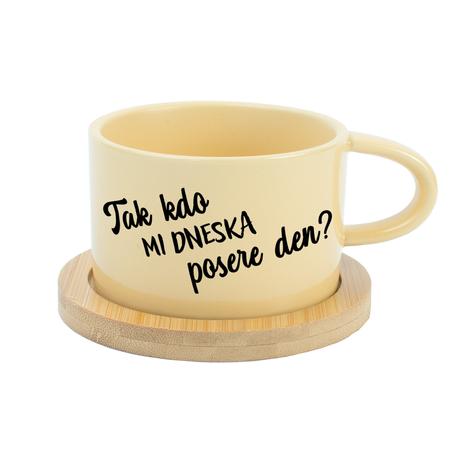 TAK KDO MI DNESKA POSERE DEN? - žlutý hrníček makronka 200 ml