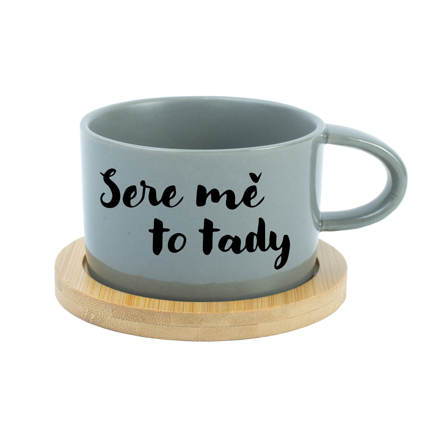 SERE MĚ TO TADY - šedý hrníček makronka 200 ml