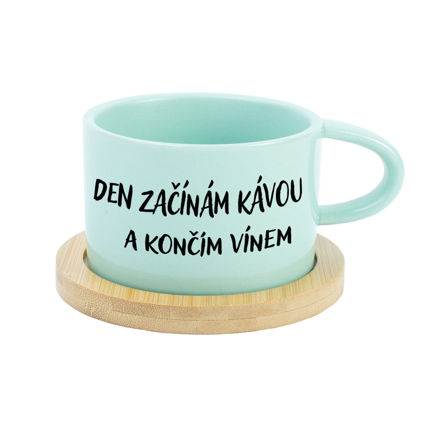 DEN ZAČÍNÁM KÁVOU A KONČÍM VÍNEM - mint hrníček makronka 200 ml