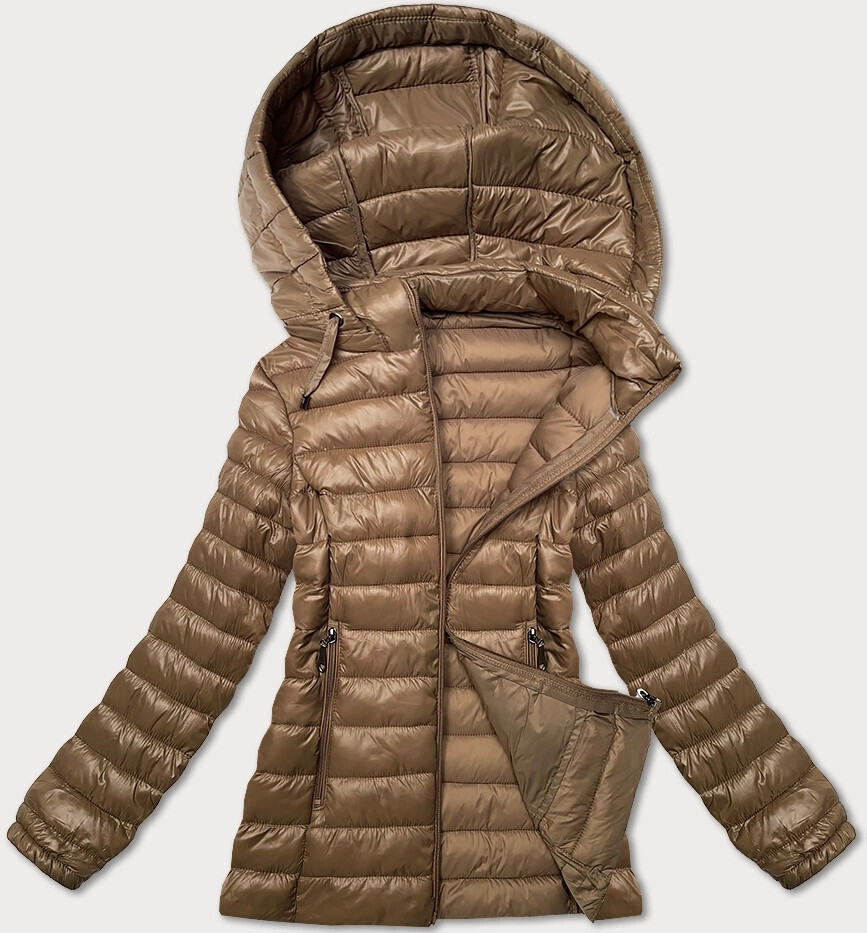 Dámska prešívaná bunda v ťavej farbe s kapucňou J Style (16M9102-62) odstíny béžové XL (42)