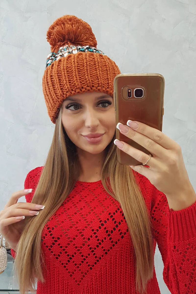 Dámska čiapka Ellen s bambulou K325 hnedá - Oliwier UNI