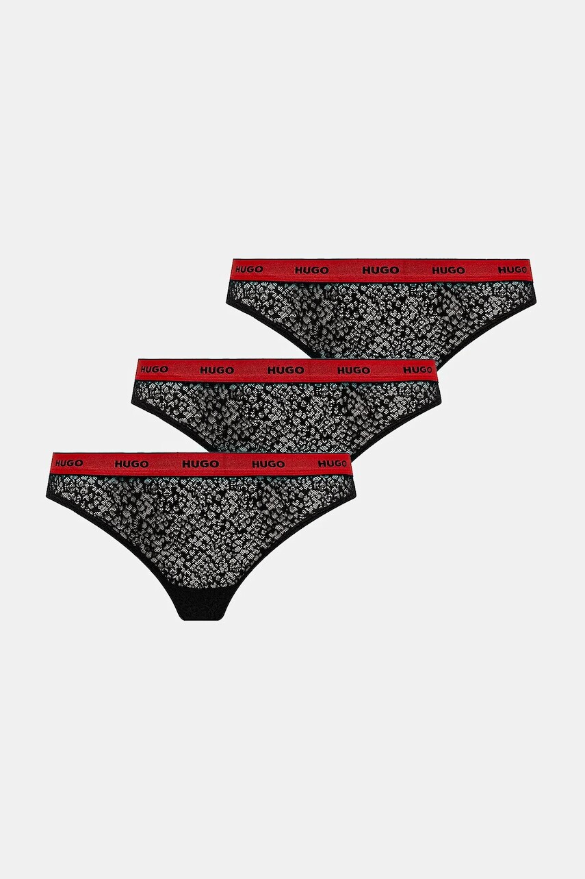 Tangá HUGO 3-pak TRIPLE THONG LACE