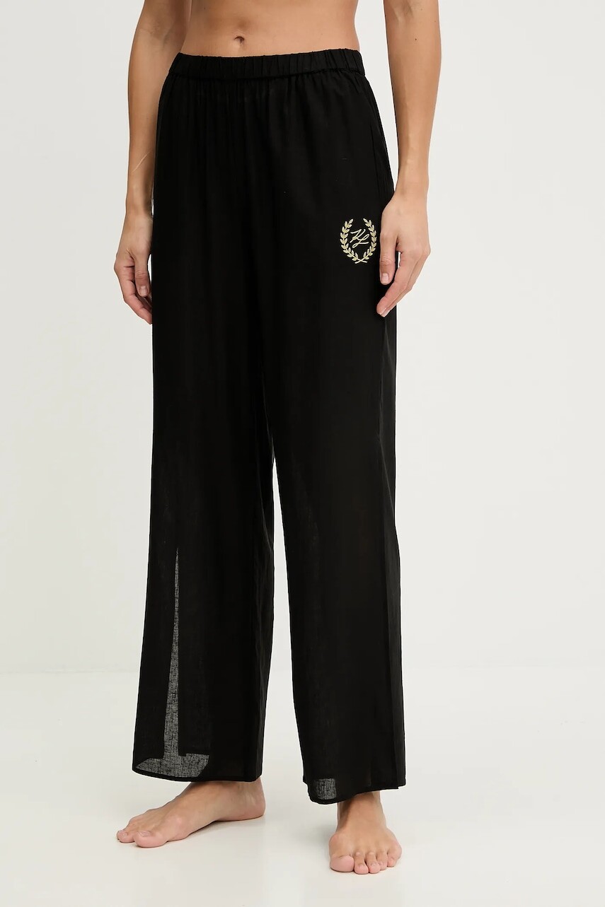 Plážové nohavice s prímesou ľanu Karl Lagerfeld HOTEL KARL