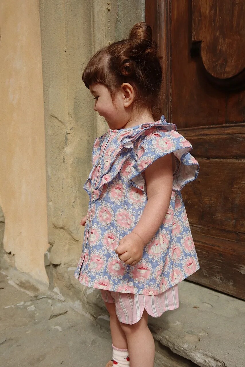 Detská bavlnená blúzka Konges Sløjd KIM FRILL SS SHIRT GOTS