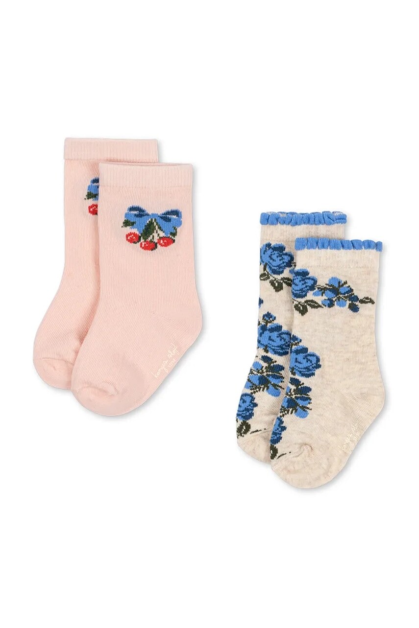 Detské ponožky Konges Sløjd 2 PACK FLOWER AND CHERRY JACQUARD SOCKS 2-pak