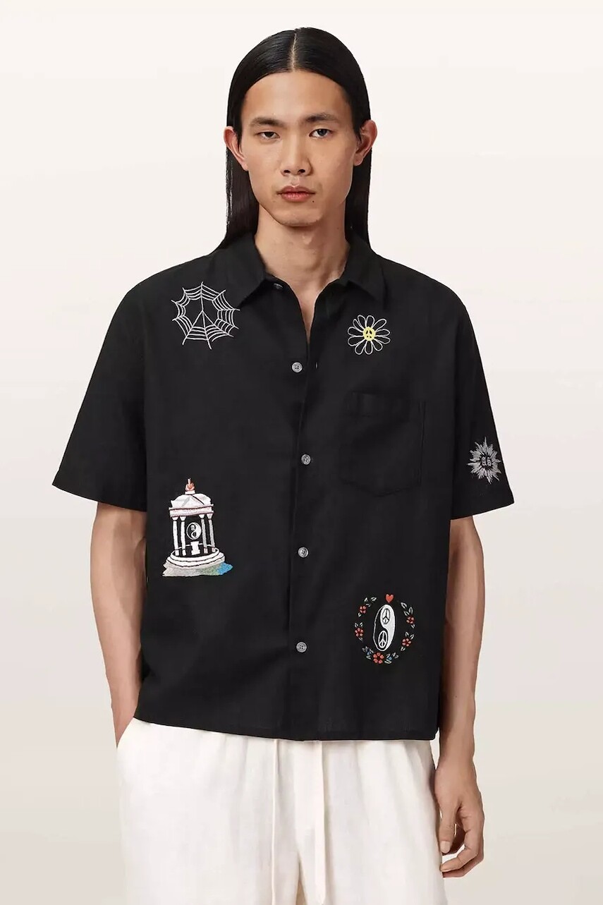 Košeľa s prímesou ľanu AllSaints KARLTON