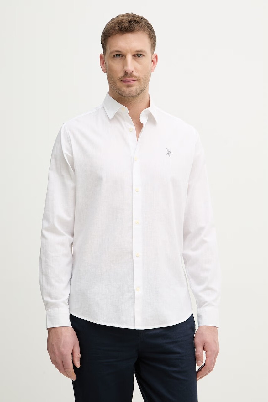 Košeľa s prímesou ľanu U.S. Polo Assn. LINEN BLEND LS