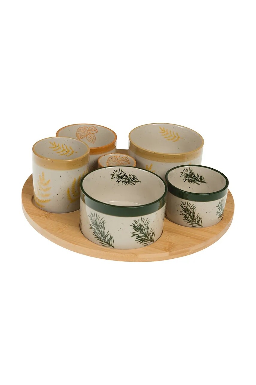 Sada servírovacích misiek s drevenou podložkou AU Maison 9 x 31 x 31 cm 6-pak