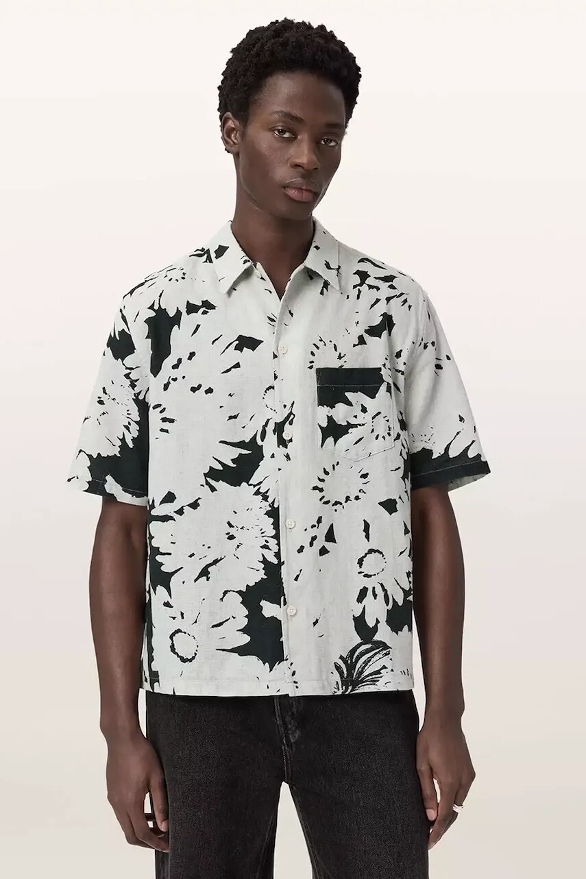 Košeľa s prímesou ľanu AllSaints GIRONA