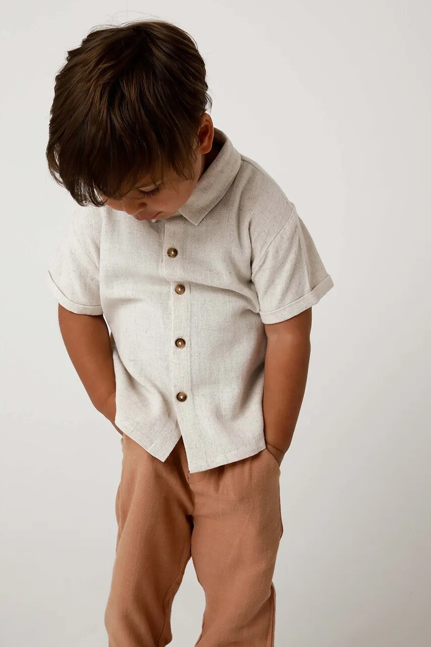 Detská košeľa s prímesou ľanu Donsje Brammie Shirt