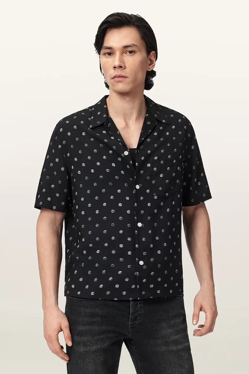 Košeľa s prímesou ľanu AllSaints UPTON