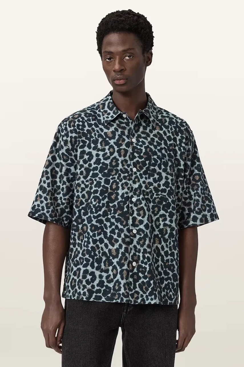 Košeľa s prímesou ľanu AllSaints SILESIA