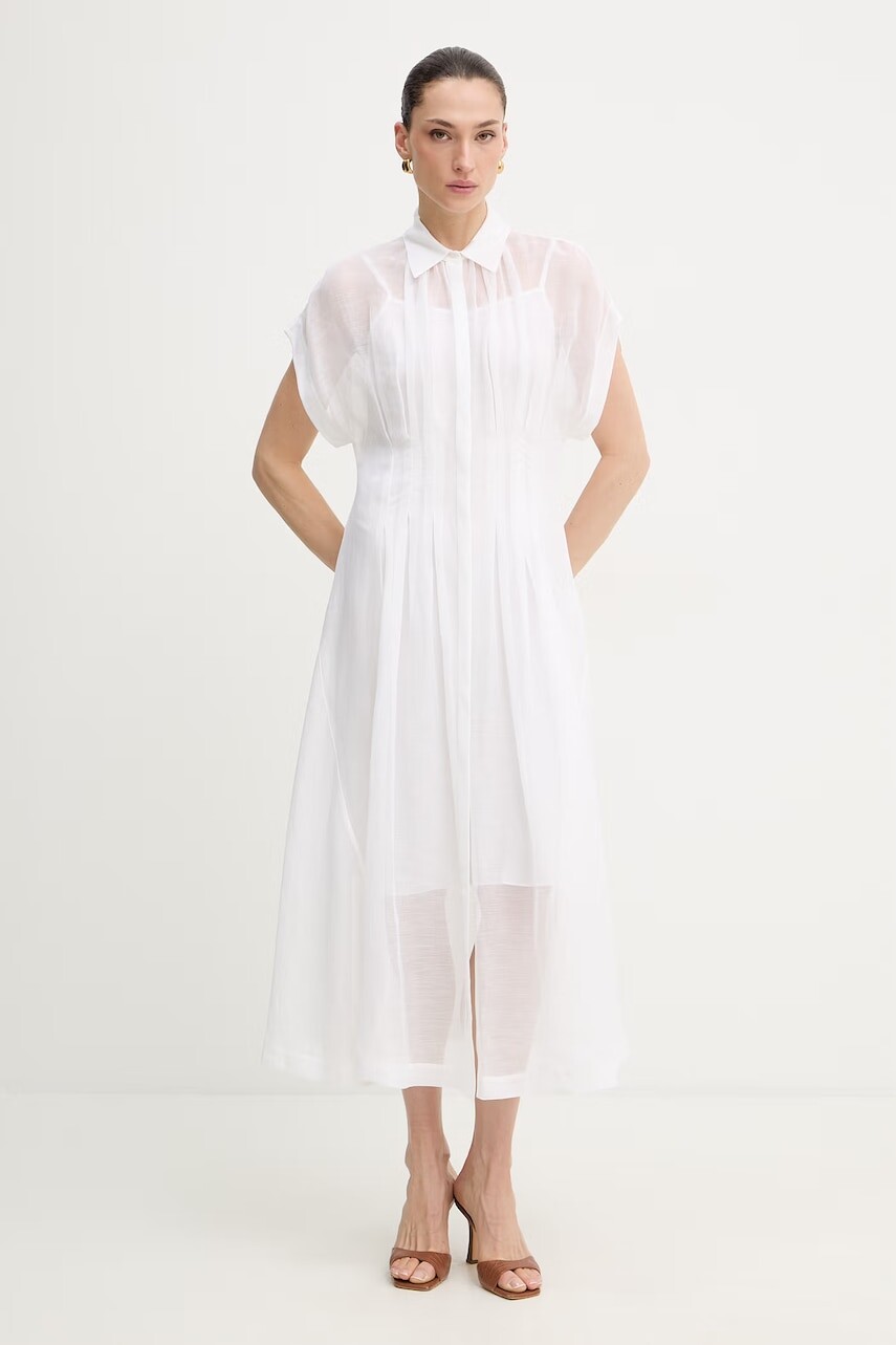 Šaty s prímesou ľanu BOSS Davinata