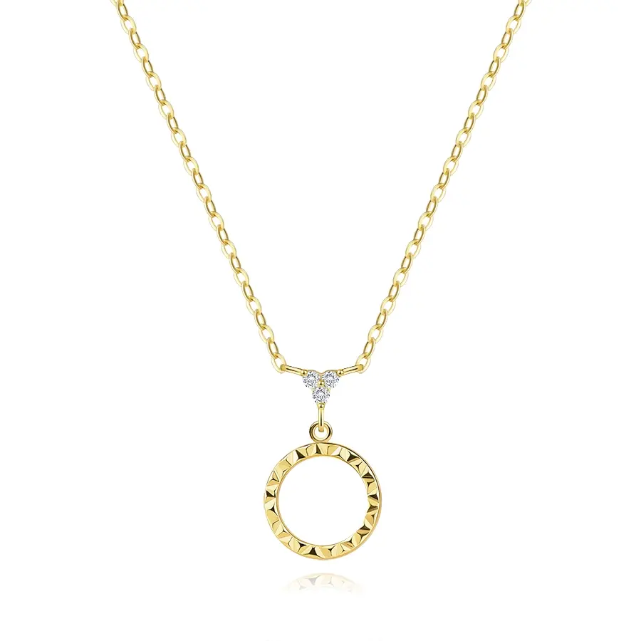 Zlatý náhrdelník 9K s kruhom a tromi zirkónmi