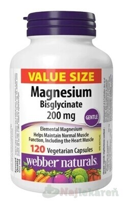 Webber Naturals Magnézium bisglycinát 200 mg 120ks