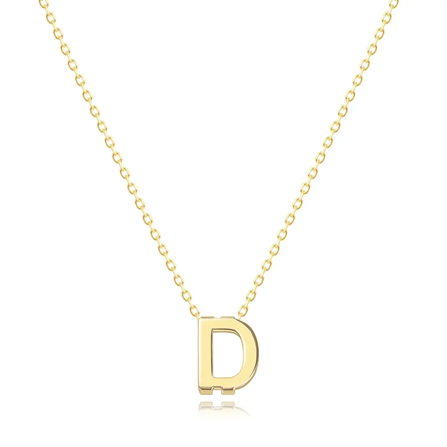 Náhrdelník zo žltého 9K zlata - zdvojené veľké tlačené písmeno D