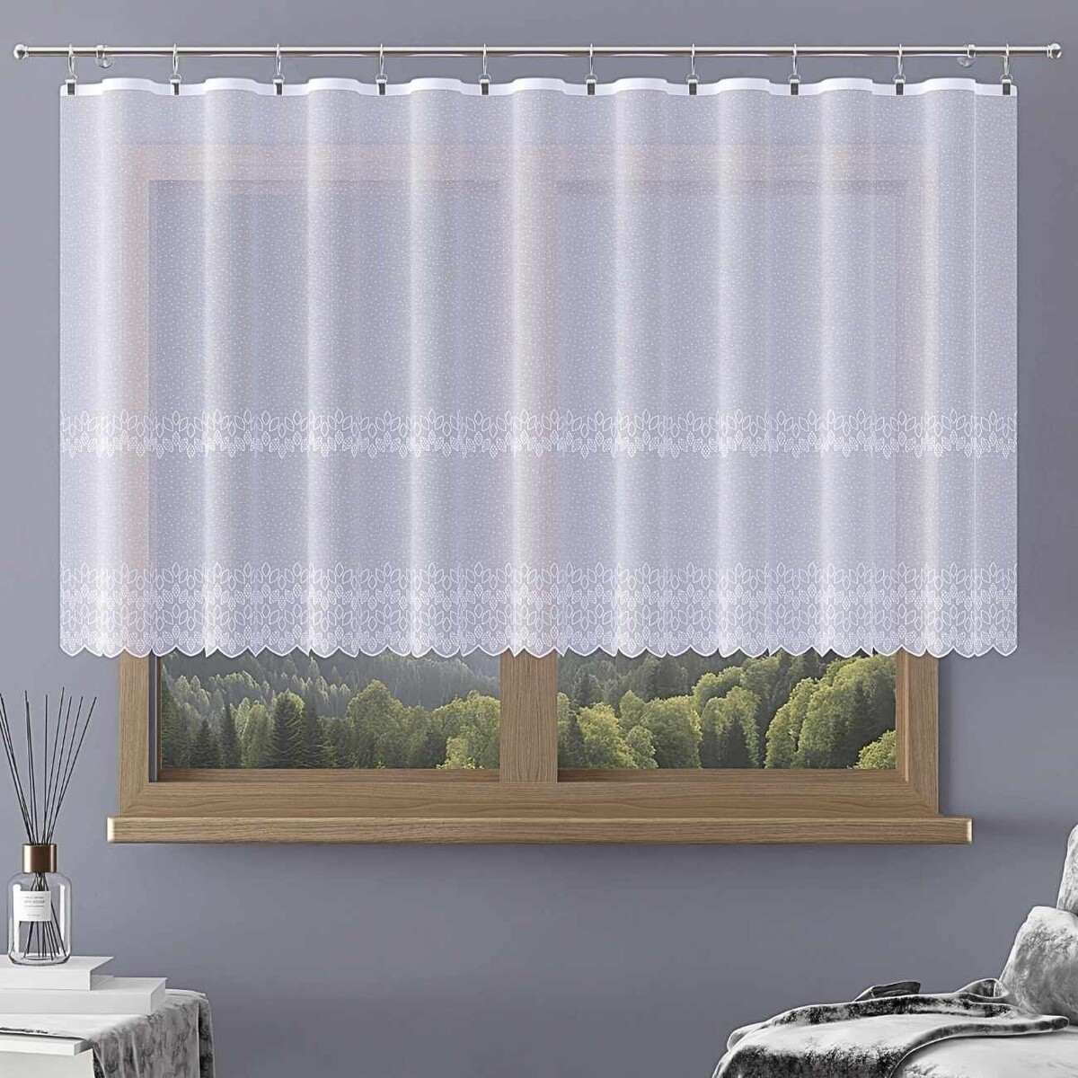 Záclona žakárová, Valentina metráž, biela 110 cm