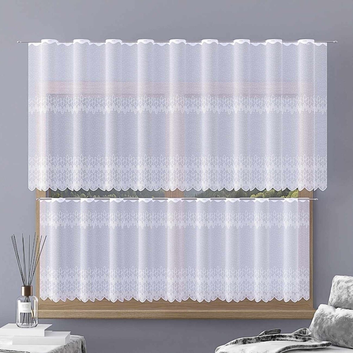 Záclona žakárová, Valentina metráž, biela 80 cm