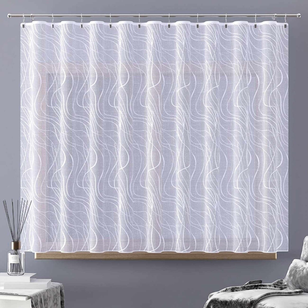 Záclona žakárová, Vivien metráž s olovkom, biela 160 cm